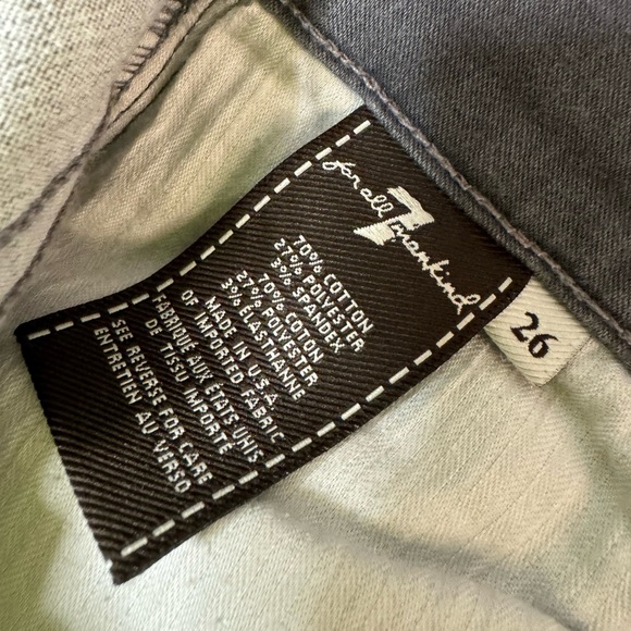 7 for All Mankind Jeans The Slim Cigarette Raw Hem GRAY SIZE 26 - Picture 11 of 16